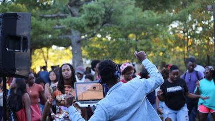 students at an event